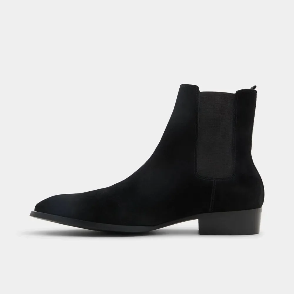 Aldo Shoes Mens Black Suede Chelsea Boots Almond Toe Ankle Booties Size 12 Class